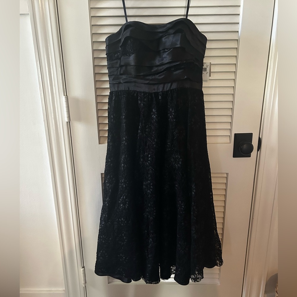 Elegant Black Lace Strapless Dress -Aiden by Aiden Mattox
